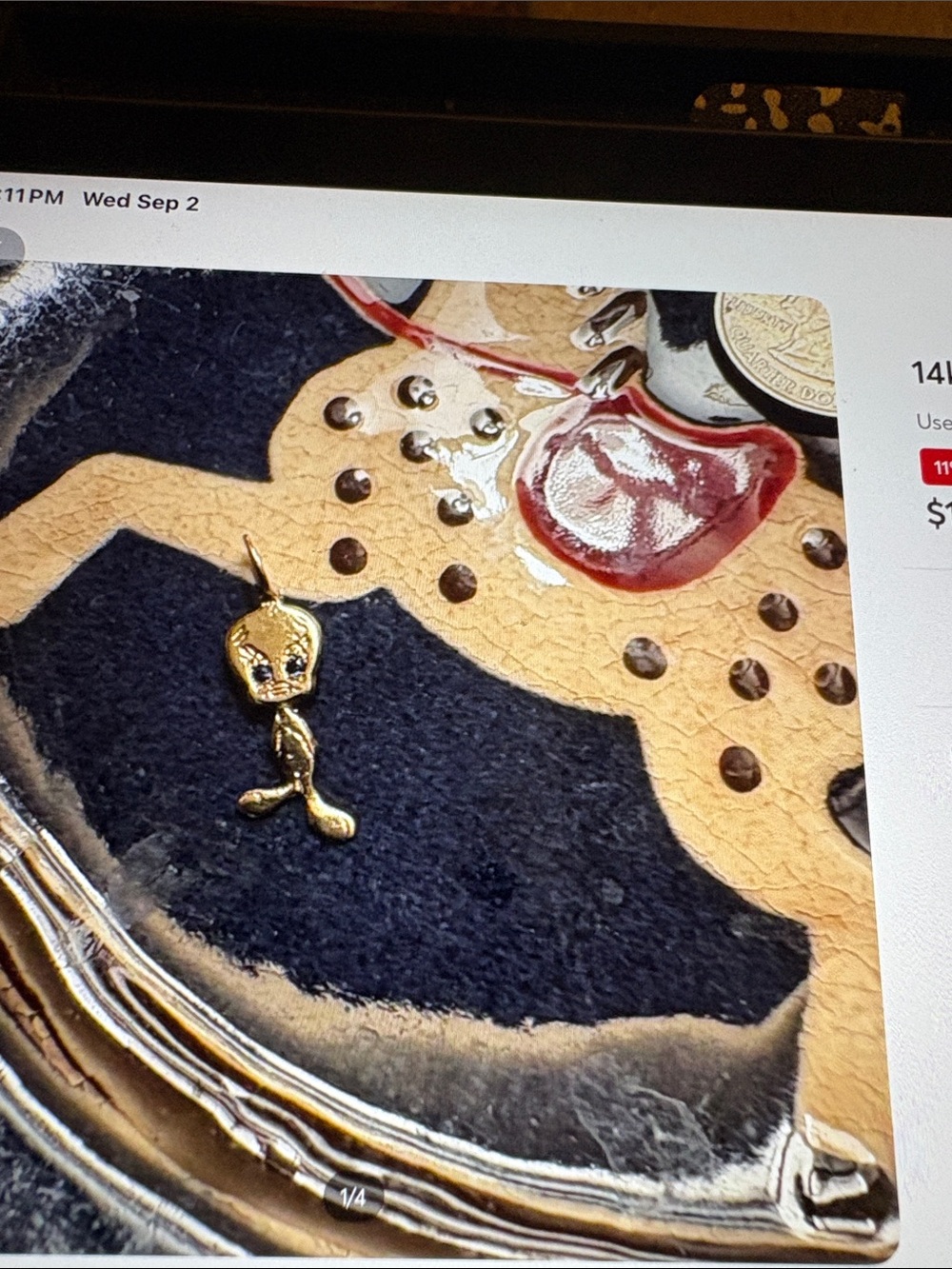 14k gold Sappy Tweety Pendant